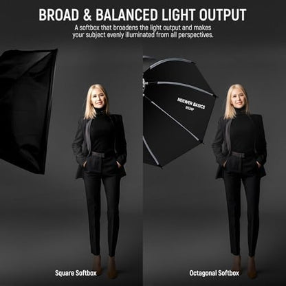 NEEWER Basics Octagonal Softbox Kit for Studio Photography Video Recording Streaming, 35"/90cm Quick Release Bowens Mount Softbox/Grid/Light Diffusers/Bag, for Continuous Lighting Strobe Flash, NS34P