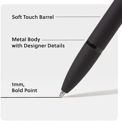 U Brands Monterey Ballpoint Pens, 12 Pack, Retractable, Midnight Black