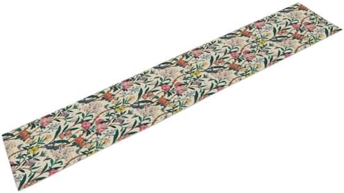 William Morris Vintage Floral Table Runner, Birds Butterflies and Bees Botanical Flower Original Design Print Table Runner for Home Party Dining Room Kitchen Decor 13x120 Inch