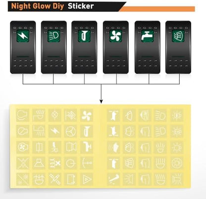 Nilight 3 Gang Rocker Switch Panel SPST On Off 5PIN Electrical Toggle Green