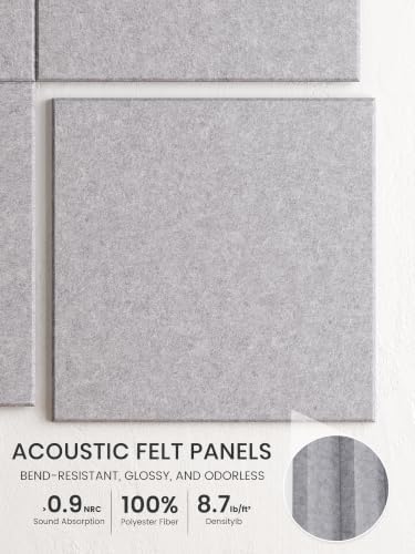 Bumusty 36"x 24" Large Felt Bulletin Board Tiles, Soft Gray