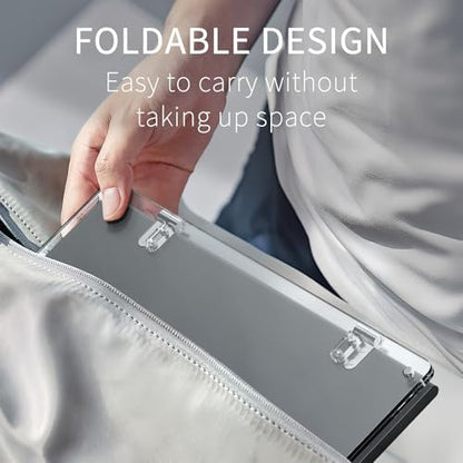 HIIMIEI Acrylic QR Code Stand: Foldable Slant Back Sign Holder - Clear Magnetic Paper Display Standing for Office Store Studios