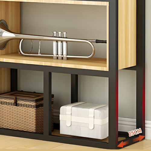 Wood Industrial Cube Bookcase with Shelves & Open Back Iron Bookshelf Floor Steel & Wood Shelf Multi-Layer Shelf Storage Rack Office Partition Display Rack Natural 47.2" L x 9.8" W x 94.5" H