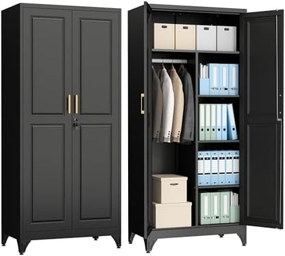 Polup 71" Tall Metal Armoire Wardrobe Closet with Lock