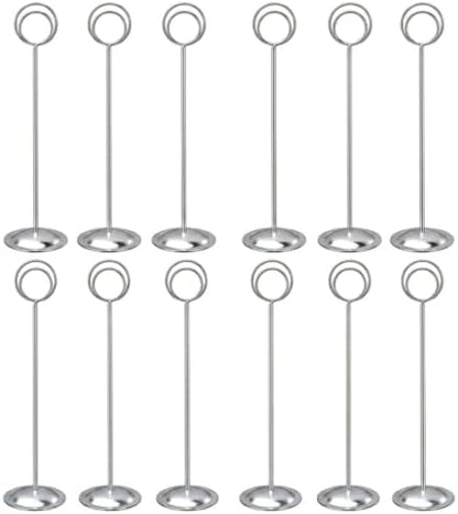 HOHIYA 12 Pack Silver Table Number Holders 12" Wedding Place Card Stands