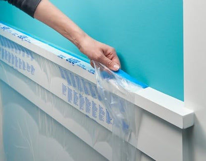 ScotchBlue Pre Plastic Painters Tape with Bladed Dispenser, 24 in x 30yd, Tape & Masking Film Combined, Static Cling to Stay in One Place, No Residue Masking Tape (PTD2093EL-24-S) | (Pack of 6)