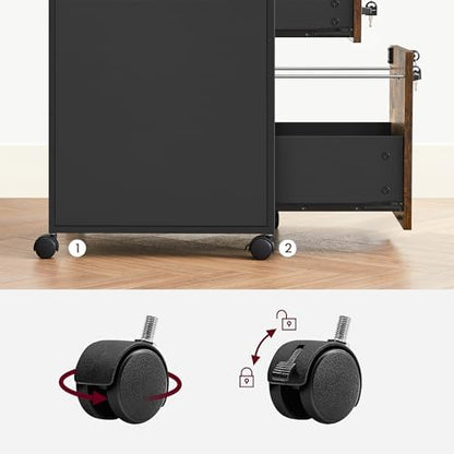 VASAGLE 2 Drawer File Cabinet with Lock, Rolling Printer Stand