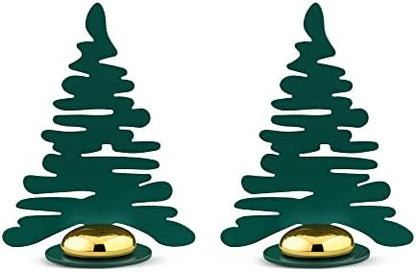 Alessi BM16S2 GR - Barkplace Tree Set of two place markers in steel coloured with epoxy resin, green with magnet.