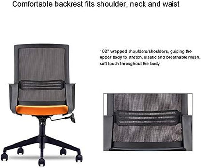 Home Office Chair with Mid-Back Rotating Waist Support Desk Task Computer Chair Ergonomic Comfortable Mesh Armchair (A)