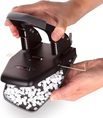 Swingline 2 Hole Punch, 28 Sheet Capacity Hole Puncher, Paper Punch, Low Effort Comfort Handle, Alignment Guide, Black (74050)