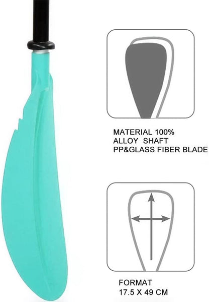 Kayak Paddle - Adjustable 2 Pieces Aluminum Alloy Shaft with Glass Fiber Blade for Surfing,Oar Fishing Easy Packable Travel