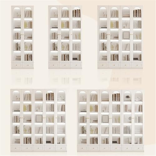 5-Layer Wood Barrister Bookcase with Multiple Drawers & Shelves Bookcase Bookshelf Integrated Home Living Room Study Cabinet Modern Display Cabinet Shelf White 47" L x 13" W x 91" H