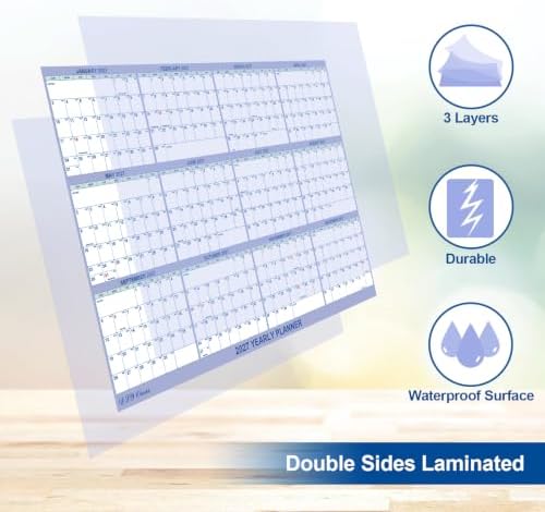 2 PC 24 x 36 2027 Wall Calendar 12 Month, Folded Wet & Dry Erasable Planner