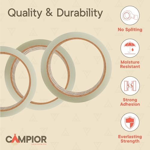Clear Packing Tape Heavy Duty 48 Rolls, 1.7mil Thickness, Strong Adhesive for Shipping, Moving & Packaging, 1.88" Wide x 60 Yards Per Roll, Smooth Unroll, Clear Finish, Fits Standard Dispensers