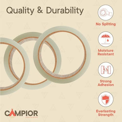 Clear Packing Tape Heavy Duty 48 Rolls, 1.7mil Thickness, Strong Adhesive for Shipping, Moving & Packaging, 1.88" Wide x 60 Yards Per Roll, Smooth Unroll, Clear Finish, Fits Standard Dispensers