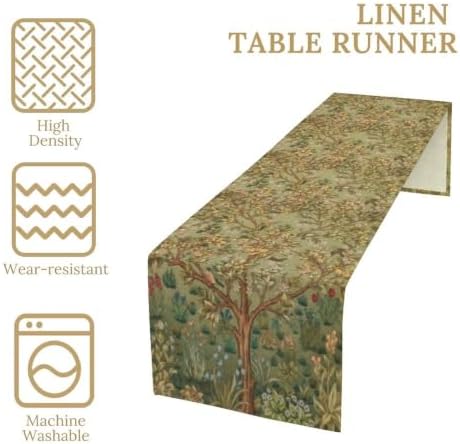 William Morris Tree of Life Table Runner Vintage Flowers Table Runner for Dining Table Decor 13 x 60 Inch