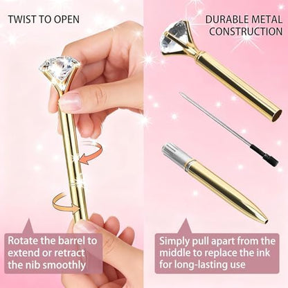HISHER 20 Pack Custom Crystal Ballpoint Pens Smooth ABS Plastic Twist Pen