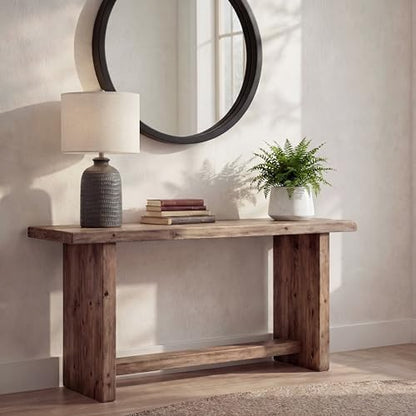 Nourison Home 24" Black Textured Ceramic Table Lamp with Tan Linen Shade, Rustic Farmhouse Accent Lamp, Bedside Lamp for Bedroom, Nightstand, Living Room