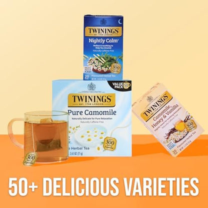 Twinings Nightly Calm Herbal Caffeine-Free Tea Bags, 20 CT Box (6 Pack)