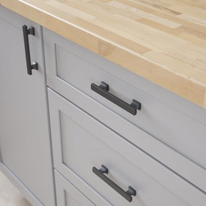 Franklin Brass 10 Pack Matte Black Cabinet Handles 3-3/4 inch (96mm) Kitchen Cabinet Handles and Drawer Pulls for Cupboards and Dressers | Tiered Foot