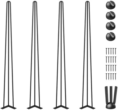 VEVOR Hairpin Table Legs 40" Black Set of 4 Desk Legs 880lbs Total Load Capacity Hairpin Desk Legs 3 Rods for Bench Desk Dining End Table Chairs Carbon Steel DIY Heavy Duty Furniture Legs