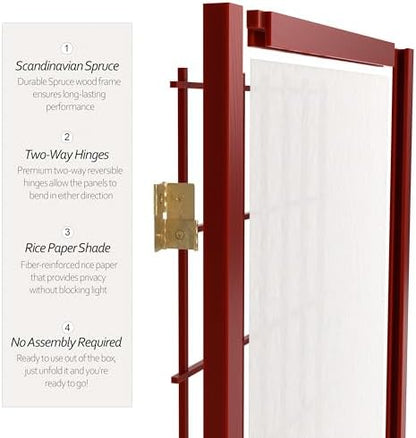 4 ft. Short Window Pane Shoji Screen - Rosewood - 5 Panels