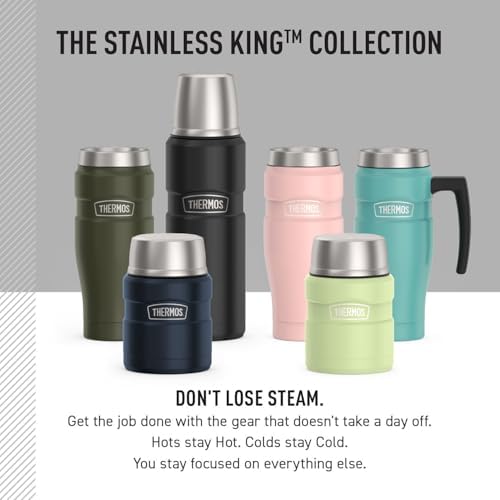 THERMOS Stainless King Food Jar with Spoon, 16oz, Matte Green