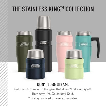 THERMOS Stainless King Food Jar with Spoon, 16oz, Matte Green