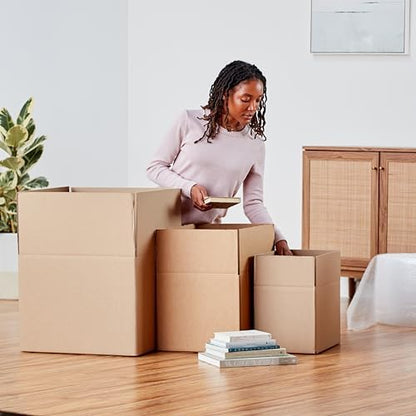Amazon Basics Cardboard Moving Boxes, Small 16" x 10" x 10", Brown, 15-Pack