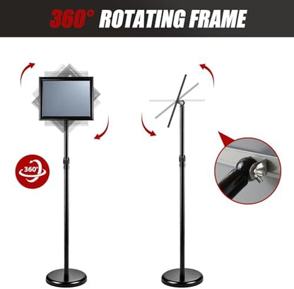 6Pack Sign Holder Stand-8.5x11 inch，Adjustable Sign Stands For Display，Heavy Duty Floor Standing Sign Holder Stand Aluminum for Retail Store，Museum，Volunteer Cctivities（Black）
