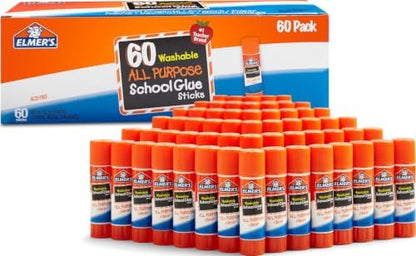 Elmer's All Purpose School Glue Sticks, Acid-Free and Washable, 7 Grams, Arts & Crafts, Projects, #1 Teacher Brand, 60 Count, Standard Sticks (Pack of 12)