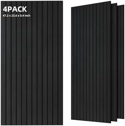 TO-TH Sound Absorbing Panels Wood Grain Acoustic Wall Panel 4 Pack, Smoky