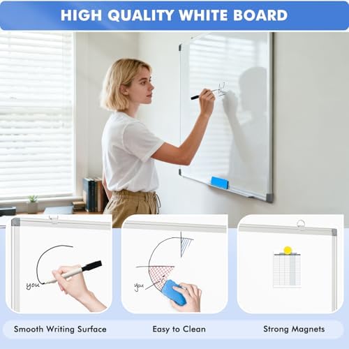 Double-Sided White Board Dry Erase Magnetic Whiteboard Wall 60x40, 2-Pack
