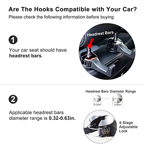 Car Headrest Hook with Phone Holder, Universal 360 Rotation Headrest Hooks for Purses and Bags (Silver) - color: Silver