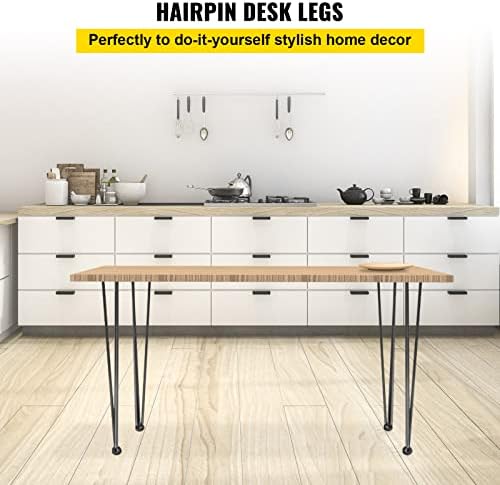 VEVOR Hairpin Table Legs 22" Black Set of 4 Desk Legs 880lbs Total Load Capacity Hairpin Desk Legs 3 Rods for Bench Desk Dining End Table Chairs Carbon Steel DIY Heavy Duty Furniture Legs