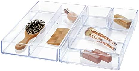 iDesign Clear Drawer Organizer, 8" x 8" x 2" | Pack of 2 | For Silverware | Kitchen Storage | Clarity Collection