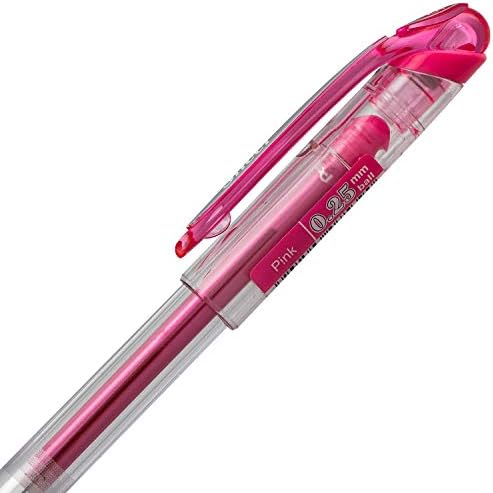 Pentel Arts Slicci 0.25 mm Extra Fine Gel Pen, Pink Ink, Box of 12 (BG202-P1)