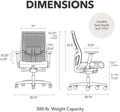 HON Ignition 2.0 ReActiv Ergonomic Office Chair, Lumbar Support, Graphite