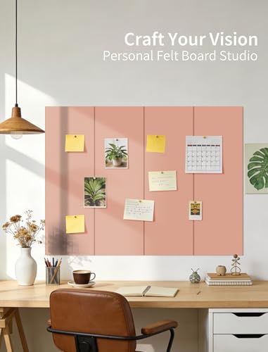 48" x 24" Cork Board Alternative, 8 Pack Felt Bulletin Board Tiles with 30 Adhesive Tabs Wall Push Pin Board for Office Classroom Bedroom Decor