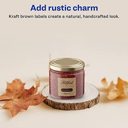 Avery® Kraft Brown Square Labels, Sure Feed® Technology, 1" x 1", 1,200 Kraft Brown Labels, Print-to-The-Edge, Laser/Inkjet Printable