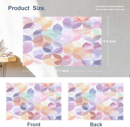 Batmerry Soft Translucent Linen Placemats Set of 4, Overlapping Shapes Pastel Washable Table Mats for Kitchen Table Thickened Heat Insulation Dining Set Indoor Outdoor 12X18 in