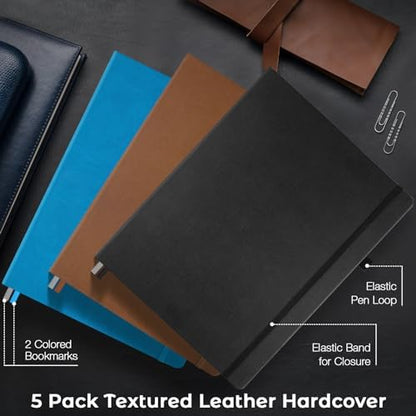 College Ruled Notebook, Large A4 Hardcover Leather Journal for Women Men