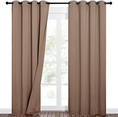 NICETOWN Sound Barrier 100% Blackout Divider Curtains 84", Noise, Heat and Cold Blocking Drapes with Felt Fabric Lining for Nursery/Daytime Sleep/Bedroom (Cappuccino, 2 PCs, 52" Wide)