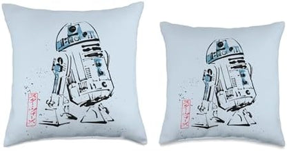 Star Wars R2-D2 Japan Sumi-e Ink Wash Painting Style Throw Pillow