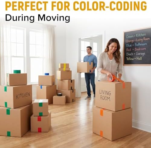 3" x 110 Yards Yellow Packing Tape, 2 Rolls - 2.0 Mil Carton Sealing Tape