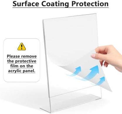 MaxGear Acrylic Sign Holder, 8.5 x 11 L-Shape Plastic Display Stand, 6 Pack