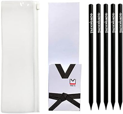 TAE-S Taekwondo Gift Pencils HB with Eraser & PVC Case, Black (30 Count)