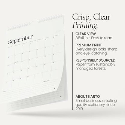 Karto Wall Calendar 2026-2027 8.5x11 in - New Beige