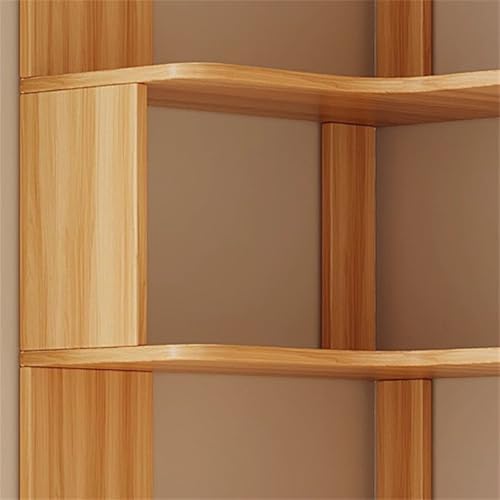 Vertical Wall Corner Shelf with Open Back 6-Shelf Wood Corner Bookshelf Floor Book Rack Multi-Layer Storage Shelf Against the Wall Bookcase Grey 24" L x 24" W x 63" H