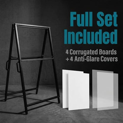 A Frame Sidewalk Sign 24x36 inches Sandwich Board Signs Outdoor Heavy Duty Double-Sided,including 4 Corrugated Boards & 4 Anti-Glare Covers for Business Indoor Outdoor (2 PACK)